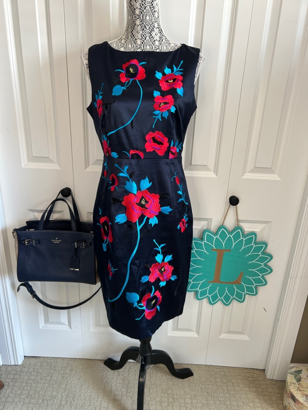 Stunning Coast Navy Embroidered Floral Sheath Dress